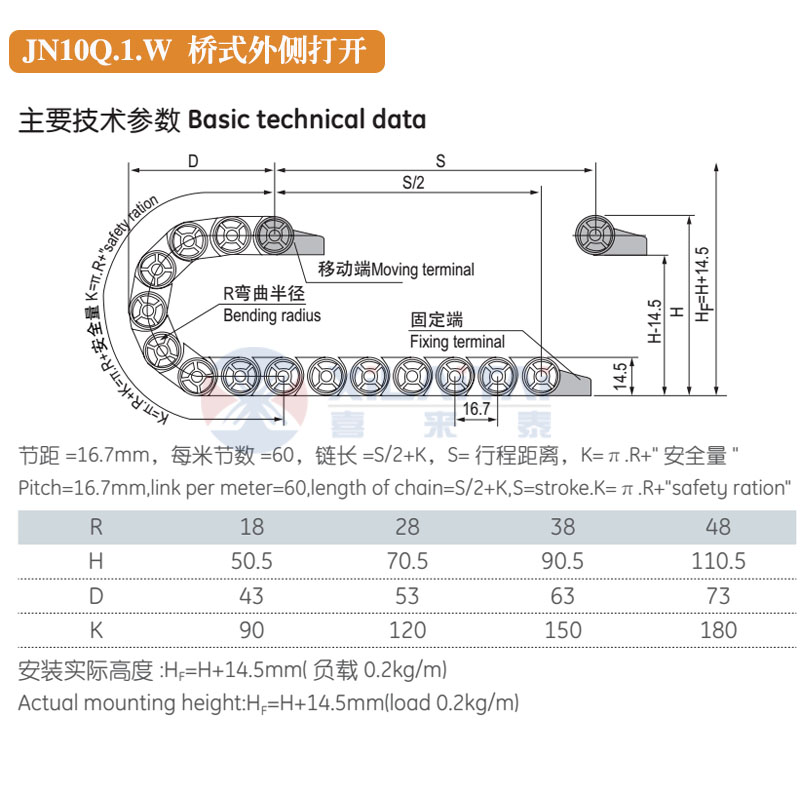 JFLO拖链金福隆塑料尼龙坦克链JN10Q.1.10W10*10*15*20*30毫米mm-图1