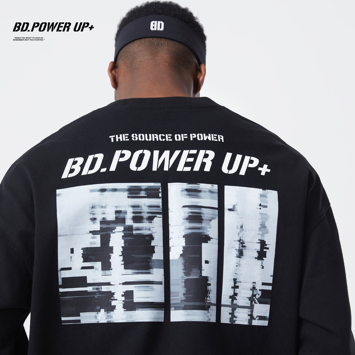 BD.POWER UP+新款运动纯棉t恤男长袖宽松纯棉t恤男长袖潮牌印花-图2