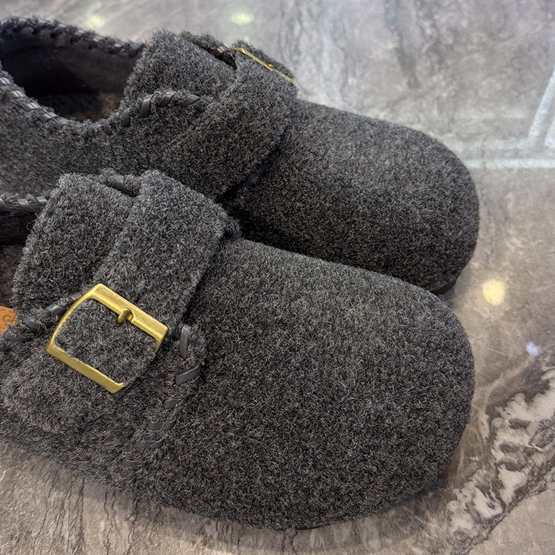 舒适显脚小~毛呢内增高加绒勃肯鞋女2025冬新款小众皮带扣乐福鞋,淘宝优惠券,粉丝福利购,淘宝优惠卷