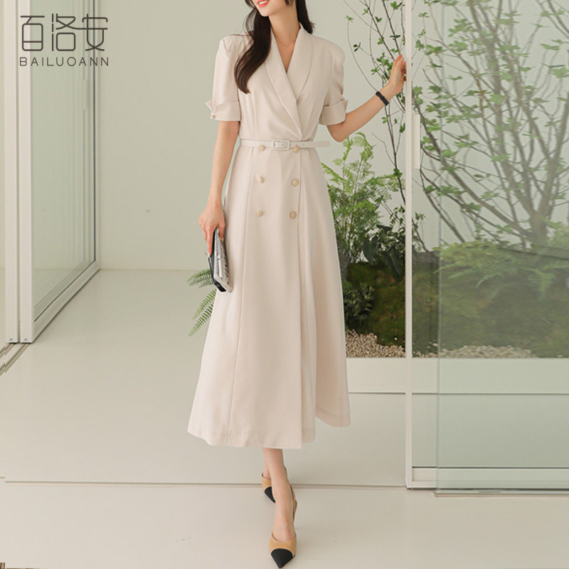 百洛安职业通勤西装女夏翻领连衣裙 百洛安连衣裙