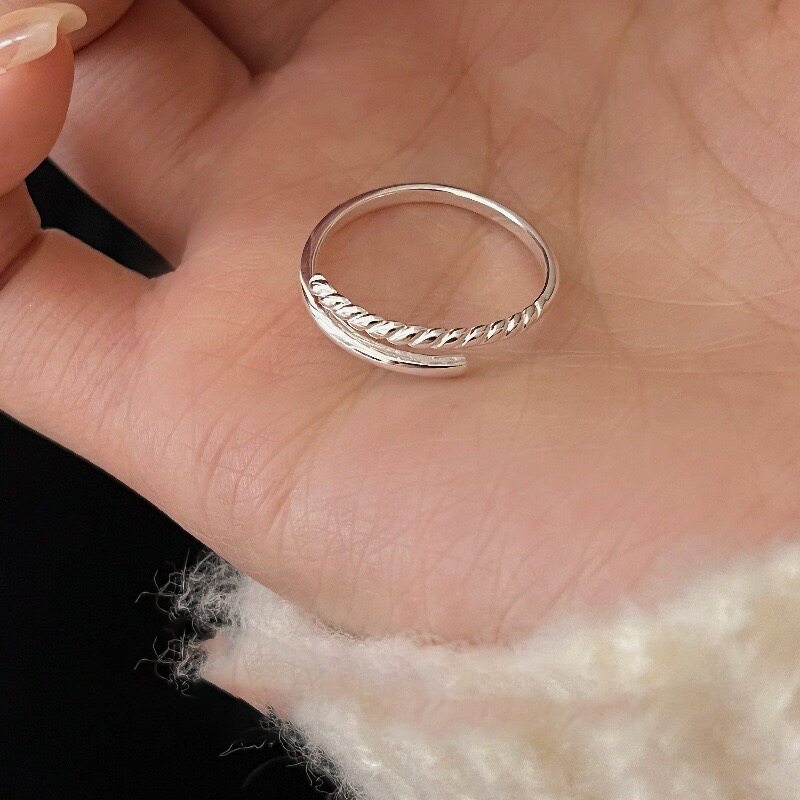 S925 sterling silver thin version cross ring women's niche design open index finger ring simple Korean hand jewelry gift