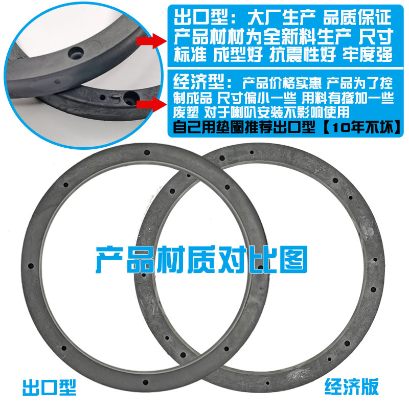 6.5寸实心防水塑料喇叭垫圈增高加厚支架改装音响安装线插头美音-图1