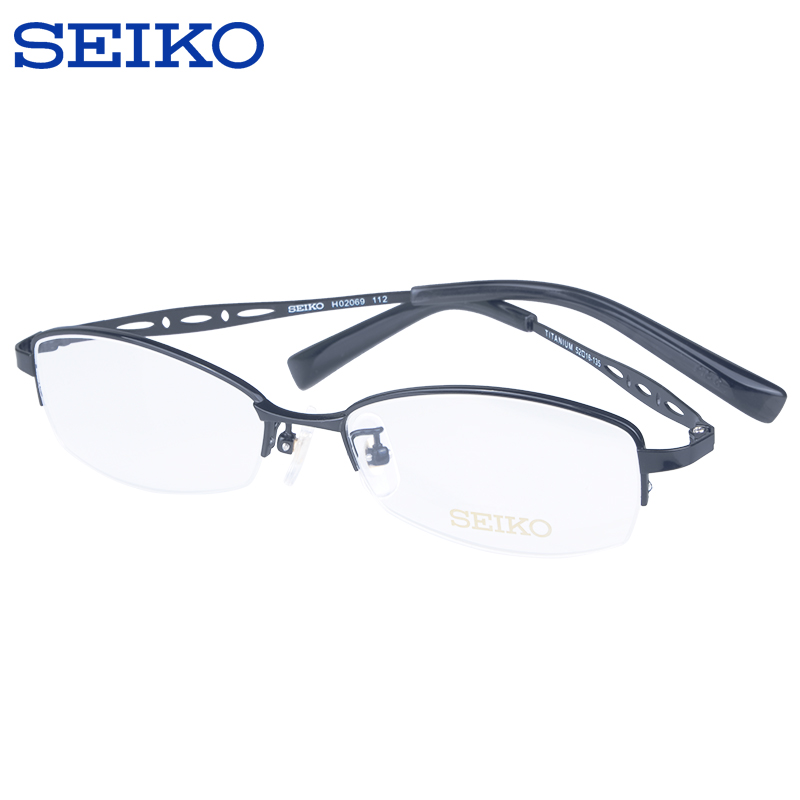 精工SEIKO眼镜框经典系列钛材半框近视休闲商务女款眼镜架H02069