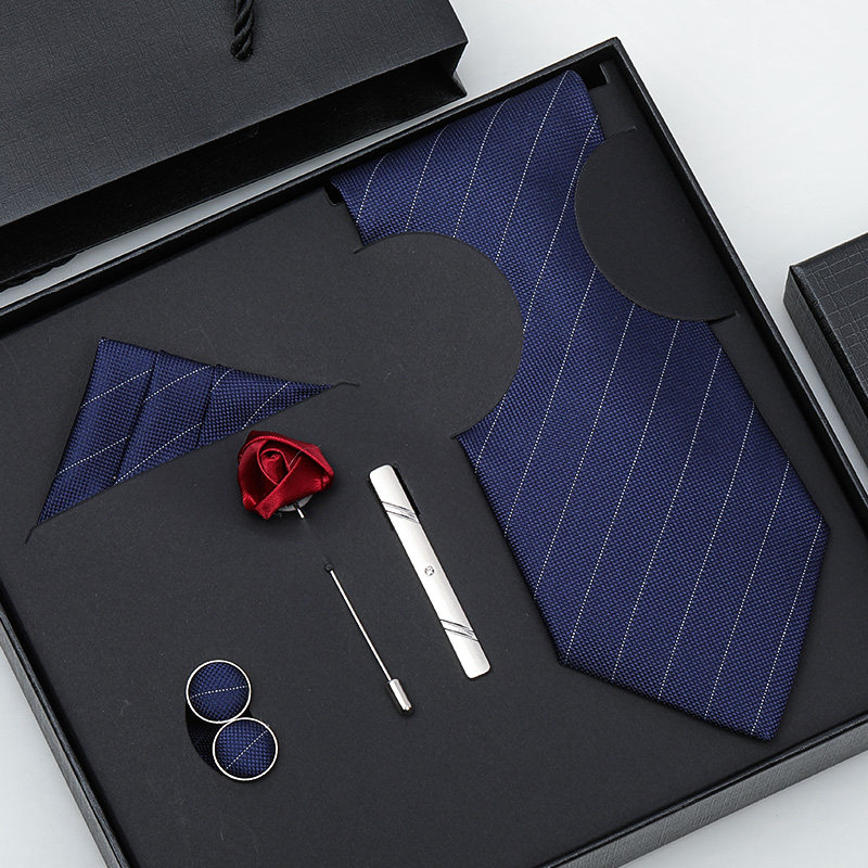 六件套男领带结婚新郎男正装商务韩版8CM手打款红色黑色蓝色条纹,淘宝优惠券,粉丝福利购,淘宝优惠卷