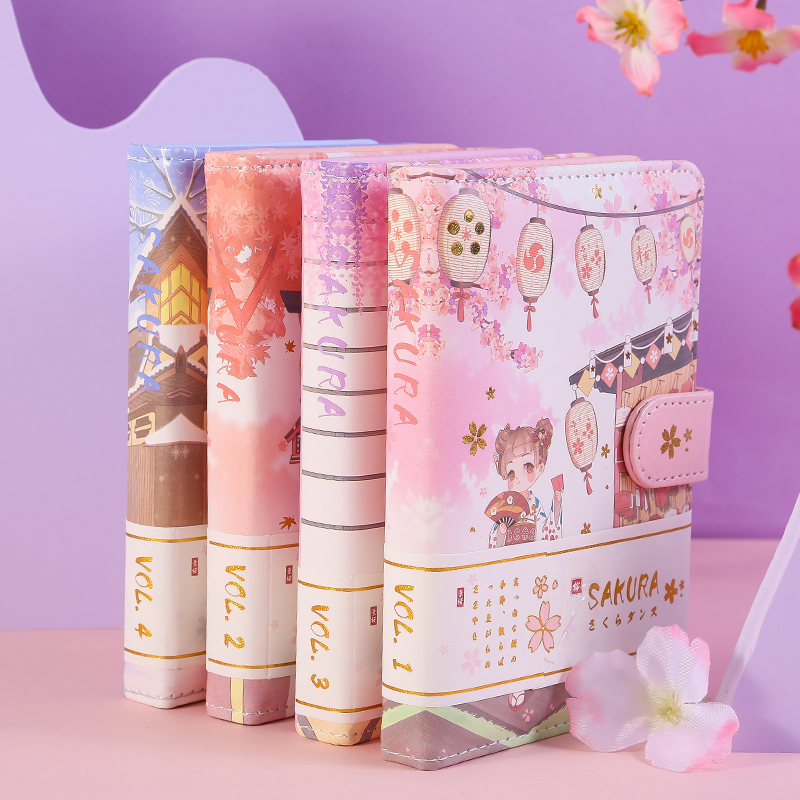 50k手账本可爱少女心日记本简约ins风清新笔记本子卡通便携随身小号手帐创意网红磁扣本超萌彩页学生记事本