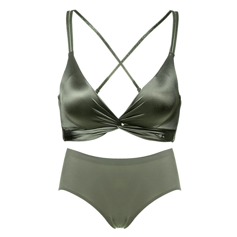 无钢圈美背聚拢三角杯套装夏季内衣 芬格美文胸