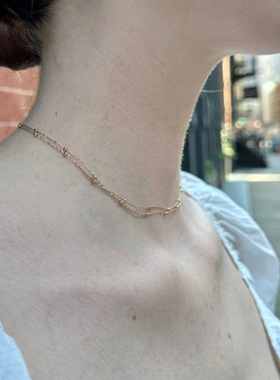 bm项链不掉色双层金色链条锁骨链
