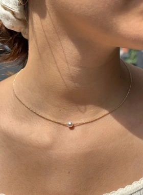 Choker单个珍珠项链锁骨链