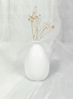 德化陶瓷花插花瓶小玉壶春瓶花艺茶室禅意摆件手工粗陶花插