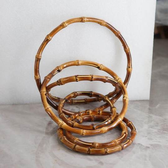 精美DIY编制竹手挽竹圈真竹子箱包布袋编织烤黑 包包提手竹环配件