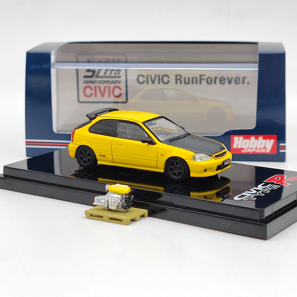 Hobby Japan 1/64本田Civic思域Type R 6代 EK9合金车模碳纤维-图0