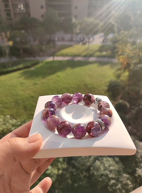 天然紫水晶手串紫钛晶紫幽灵手链异象极光23情侣手串时尚饰品原创