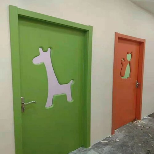 实木复合培训学校早教幼儿园卡通彩色防夹手新款免漆木门来图定制 - 图2