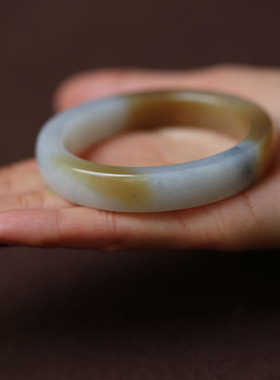 【天青色等烟雨】天然青花籽料糖三色方条手镯一枚54.8MM【收藏品