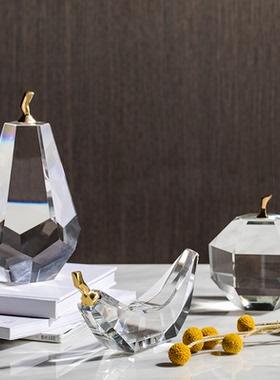 环球家居软装样板房间客厅卧室桌面水晶香蕉苹果梨子组合搭配摆件