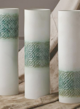 环球设计师蓝色编织陶瓷花瓶