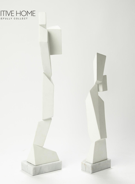 环球家居悦生活样板房间软装饰品多面体男女人雕塑古铜色锯齿摆件