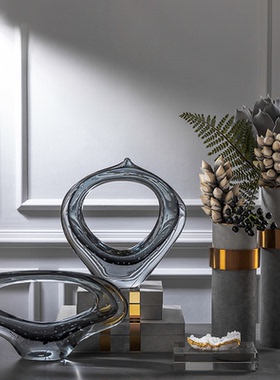 环球家居软装销售中心售楼处样板间镇纸石玻璃书房橱窗装饰品摆件