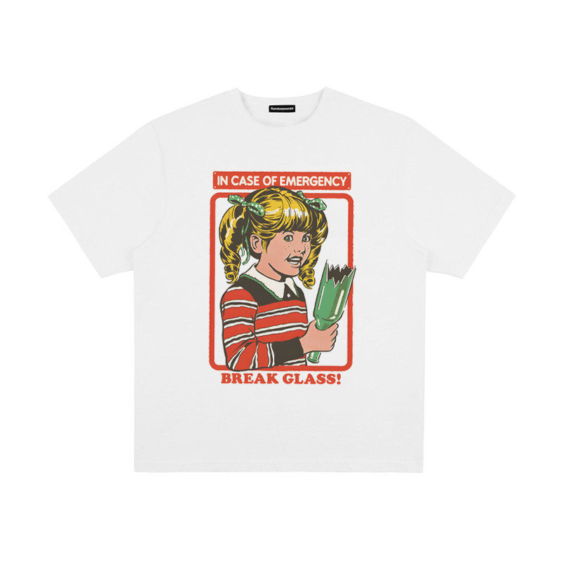 紧急情况 趣味搞怪美式插画短袖bf男女情侣T恤纯棉t复古teeshirt,淘宝优惠券,粉丝福利购,淘宝优惠卷