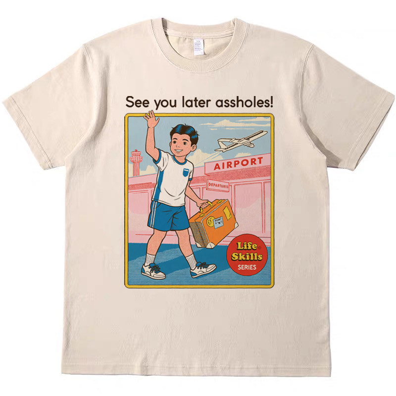 再见混蛋插画创意趣味美式复古短袖bf男女情侣T恤纯棉t原创tshirt,淘宝优惠券,粉丝福利购,淘宝优惠卷