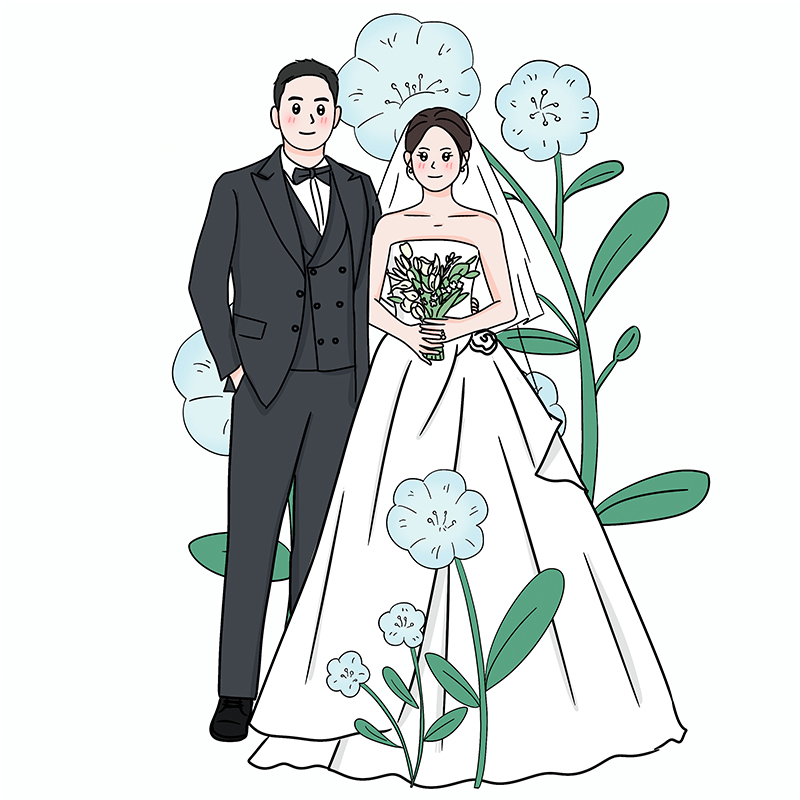 头像手绘婚纱照婚礼人形立牌迎宾牌定制Q版漫画卡通形象设计制作 - 图3