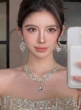 超闪钻新娘婚礼项链耳环套装