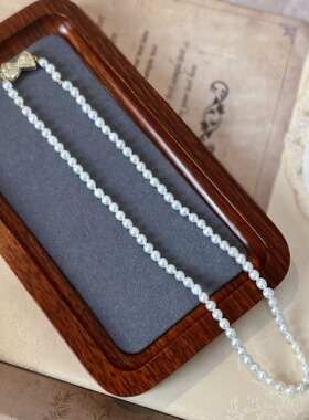 女神蝴蝶结项链 磁吸扣搭配4-5mm淡水强光珍珠 镀真金精致可 甜美