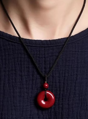 高纯度朱砂高含量紫金砂朱砂平安扣紫金砂本命年吊坠平安扣吊坠