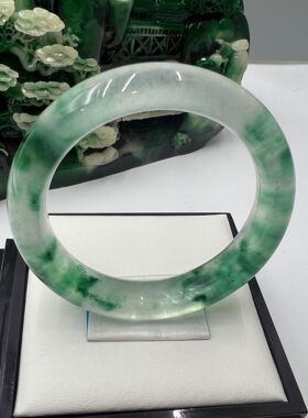 厂家新坑料仿缅甸翡翠手镯扁条飘蓝花水沫玉手镯石英岩手镯