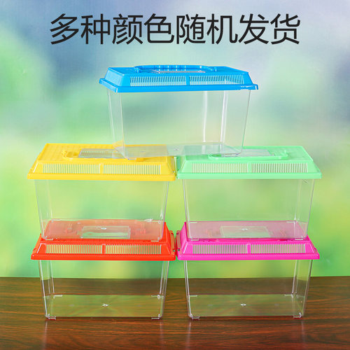 小乌龟饲养盒超白鱼缸塑料手提小金鱼缸客厅乌龟盒子中小型乌龟缸 - 图0