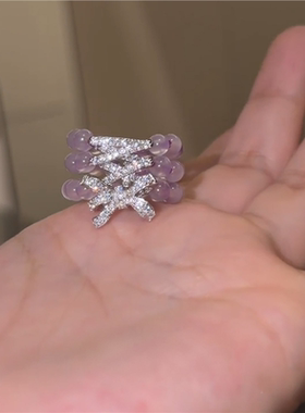 紫珠蝴蝶带戒指女2026新款食指戒