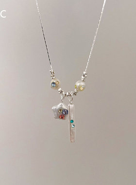 星星仿珍珠项链女配饰精致颈链