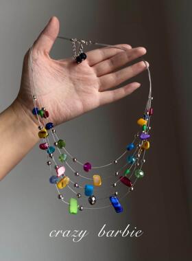 复古彩色多层项链女配饰气质颈链