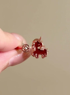 红色铜钱本命年戒指女轻奢高级感