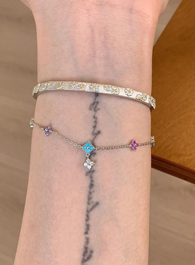 多巴胺彩色四叶草手链女