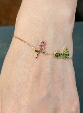 玫瑰花涂鸦手链女款轻奢小众精致