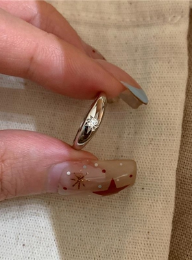 银色八芒星亮面戒指女2026新爆款