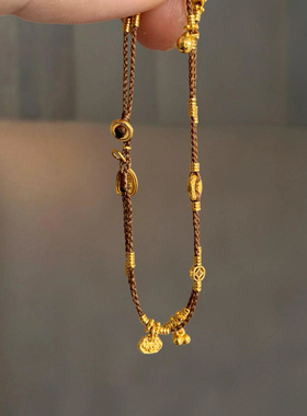 新中式编绳小金锁葫芦手绳手链