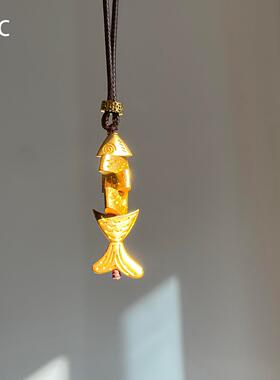 金色拼接小鱼项链女配饰2026新款