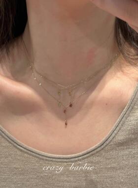 多巴胺彩色水滴叠戴吊坠项链颈链