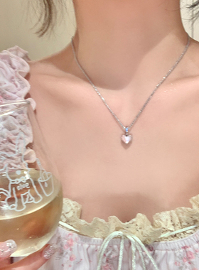 爱心贝母滴油双面项链女纯银颈链