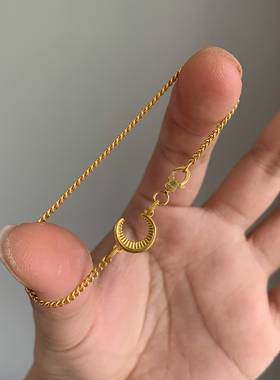 不掉色钛钢金色月牙手链女