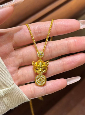 金色钱币貔貅项链高级感轻奢小众