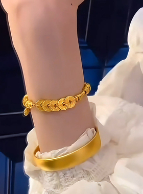 金色五帝钱币手链女款秋冬