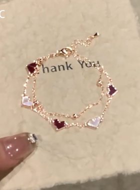 红色爱心双层手链马年本命年手饰