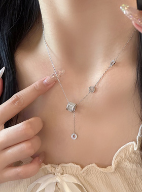 S925纯银白贝母小蛮腰项链女款