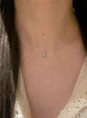 透明鱼线蓝水滴吊坠项链女款