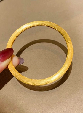 金色拉丝素圈手镯女轻奢小众精致