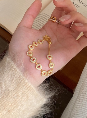 复古金色铜钱红色手链本命年手饰