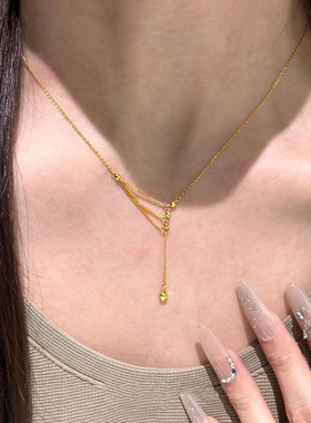 金色蹦迪珠流苏项链女2025新款